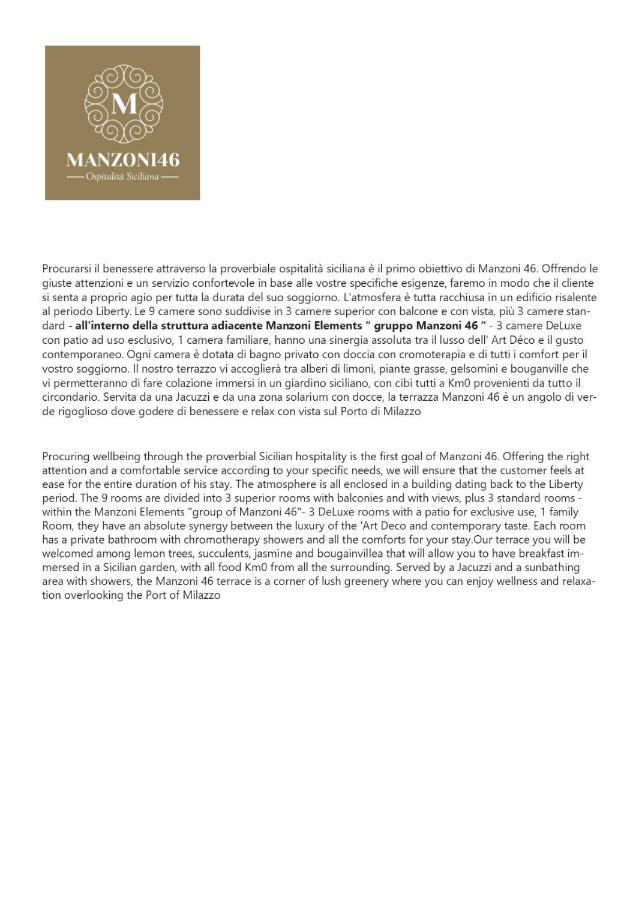 Alojamento de Acomodação e Pequeno-almoço Manzoni 46 - Ospitalità Siciliana Milazzo